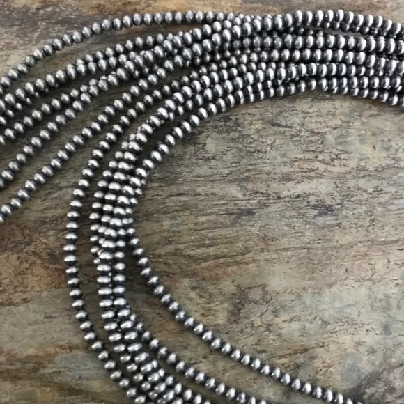 Sterling silver Multi Strand Bead Necklace 30inch - Picture 5 of 8